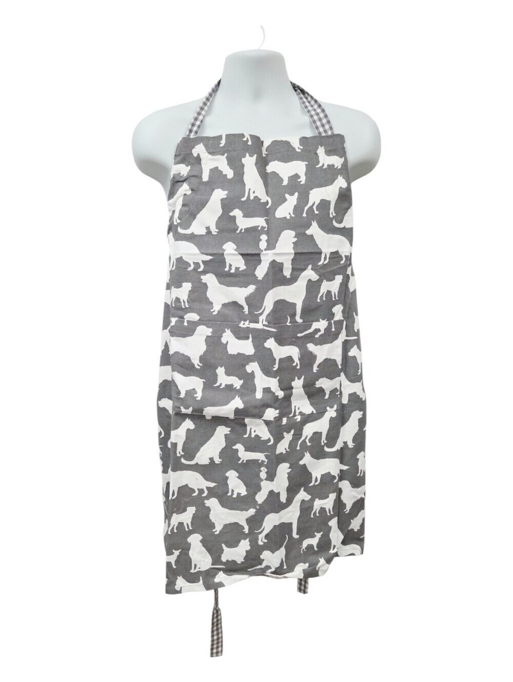 Grey Apron with White Dog Silhouette Print